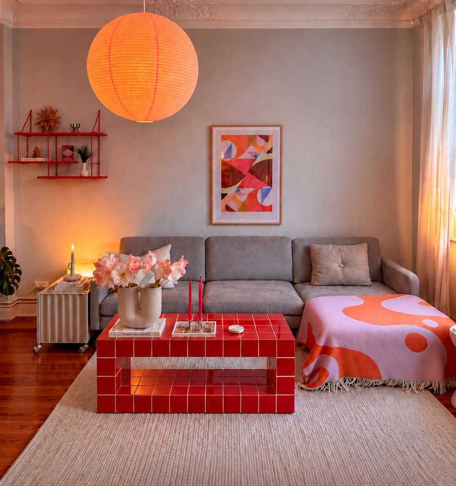 Mesa VUOTO roja en un living